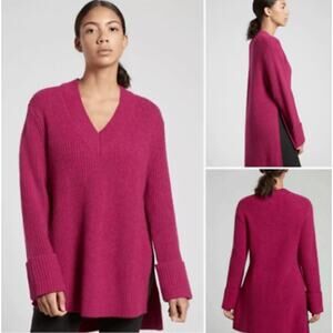 Athleta Shasta Sweater Pink Wool Blend Women’s XXS V-Neck NWT $149